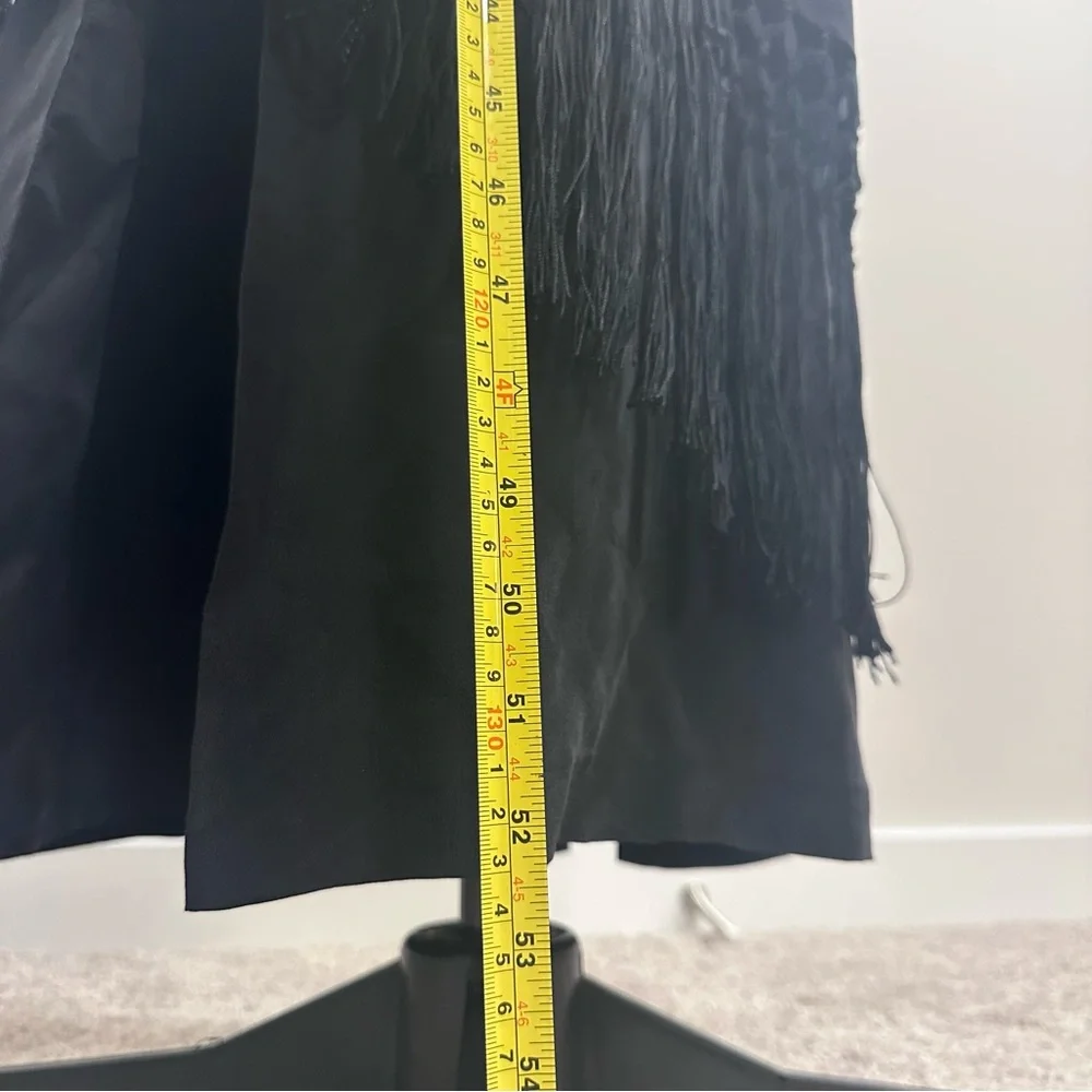 Sue Wong Vintage Black Silk Maxi Dress with Floral Embroidery & Fringe - Picture 14 of 16